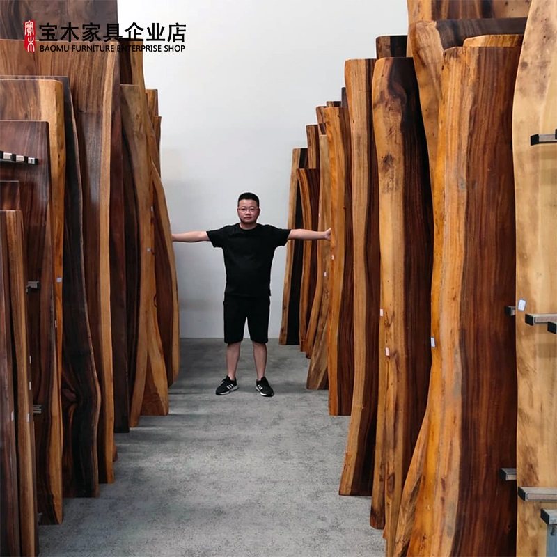 Natural solid wood large board log table mahogany tea table tea table walnut wood Burmese tea desk coffee table full board