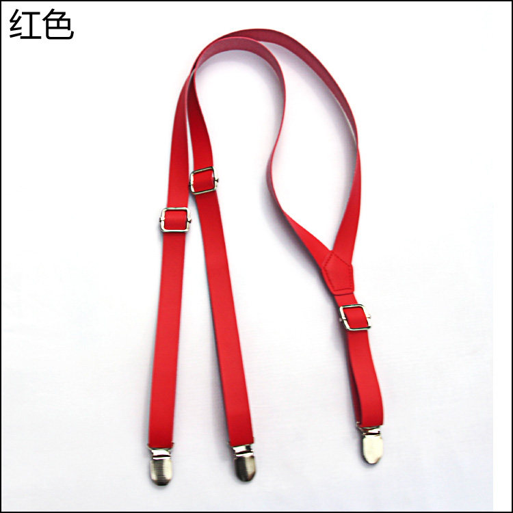 Women's Suspenders Men's Bib Suspenders Clips Space Leather Pants with Non-elastic Retro Triangular Suspenders