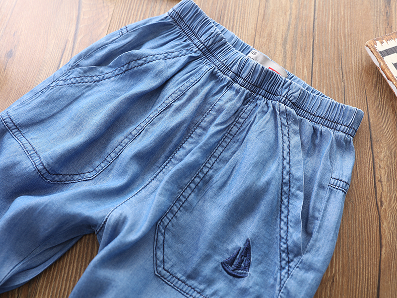 Virby gấu 2018 mùa hè trai cắt quần trẻ em ngày lụa bông denim quần short cậu bé lớn lỏng quần mỏng