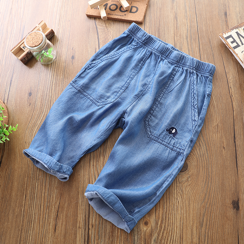 Virby gấu 2018 mùa hè trai cắt quần trẻ em ngày lụa bông denim quần short cậu bé lớn lỏng quần mỏng