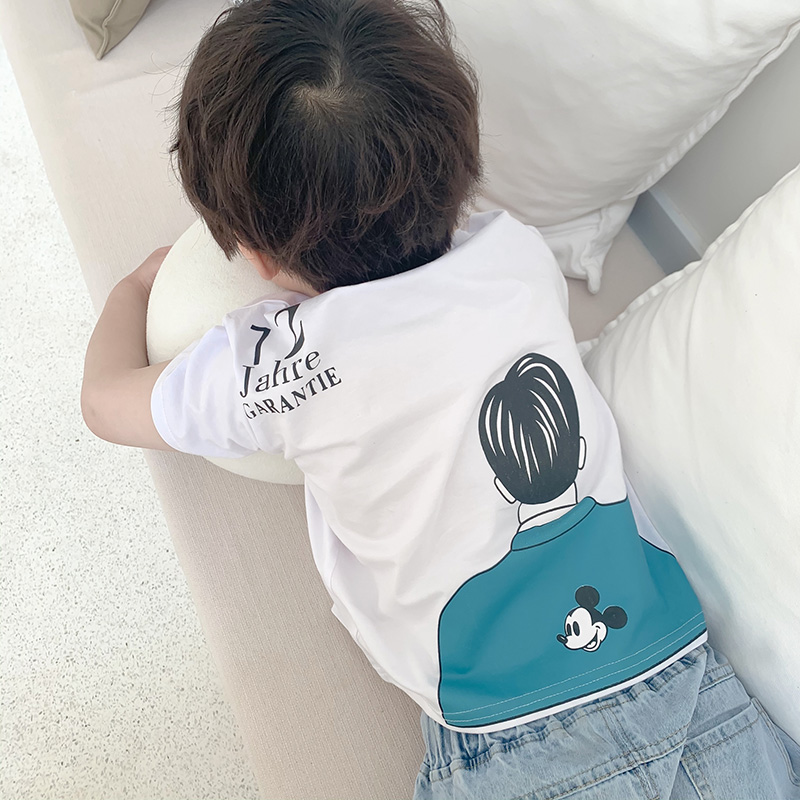 Male baby Ocean school short-sleeved T-shirt 2020 new Korean version of the boy half-sleeve children's summer top tide