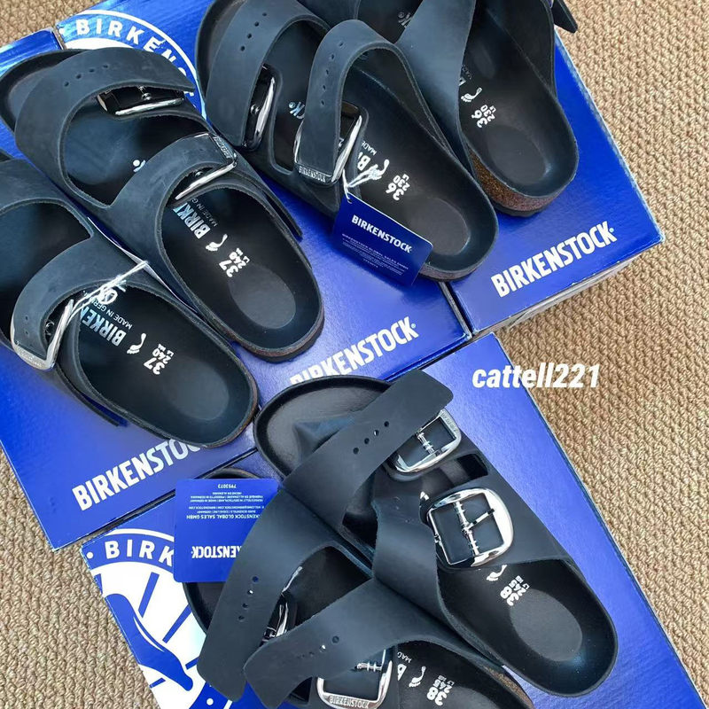 In-Stock Birkenstock Black Silver Buckle Slip-On Women's Sandals