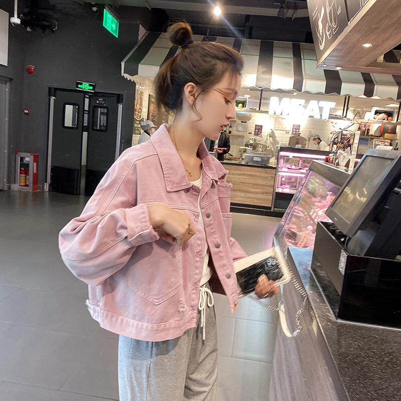 Sandro Miketo 2 0 2 2 Style Pink Fashion Little Fresh 100 lap jacket Short Jeans Long Sleeve Jacket
