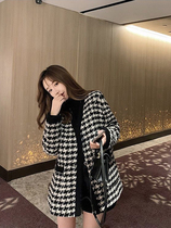 sandro m i k e-style Thousand Birds Gwool Coat Woman Winter New Lazy Wind Design Feel Blouse