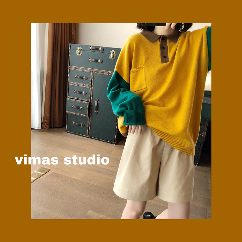 Sold out collection plus purchase, etc. Run single version superb foreign card its color small broadside Bermuda retro 50% pants