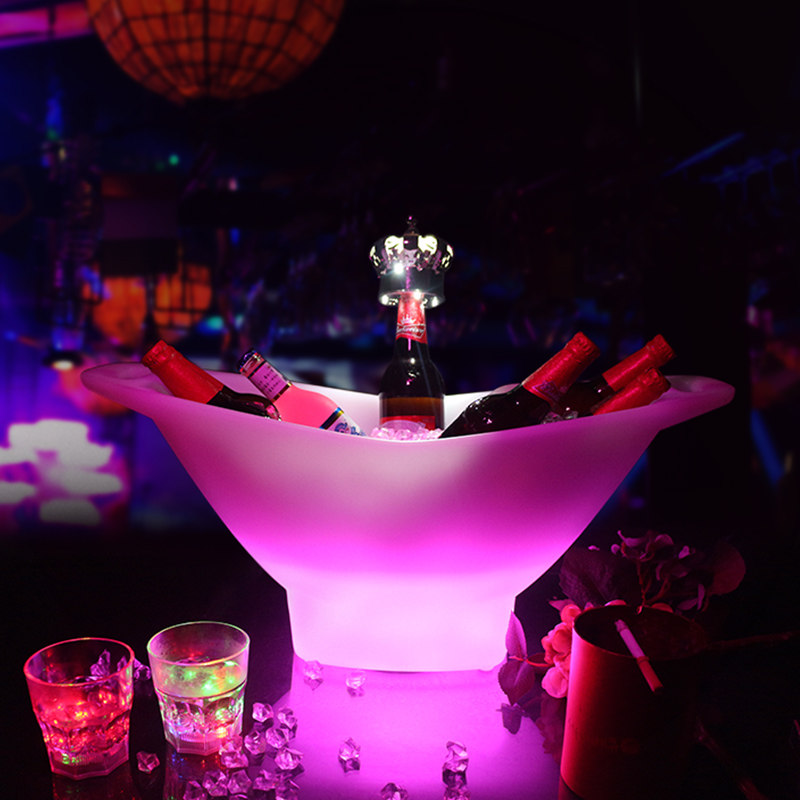 Creative bar bucket Nightclub KTV red plastic waterproof and ice cold beer ice bucket LED Ice bucket