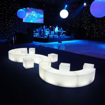 Outdoor Square LED luminous arc bench hotel creative bar stool combination terrace balcony leisure chair