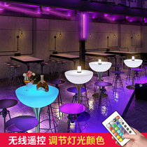 Outdoor glowing high-foot table set Red Bar Club Bar Combined round aperture open-air bar