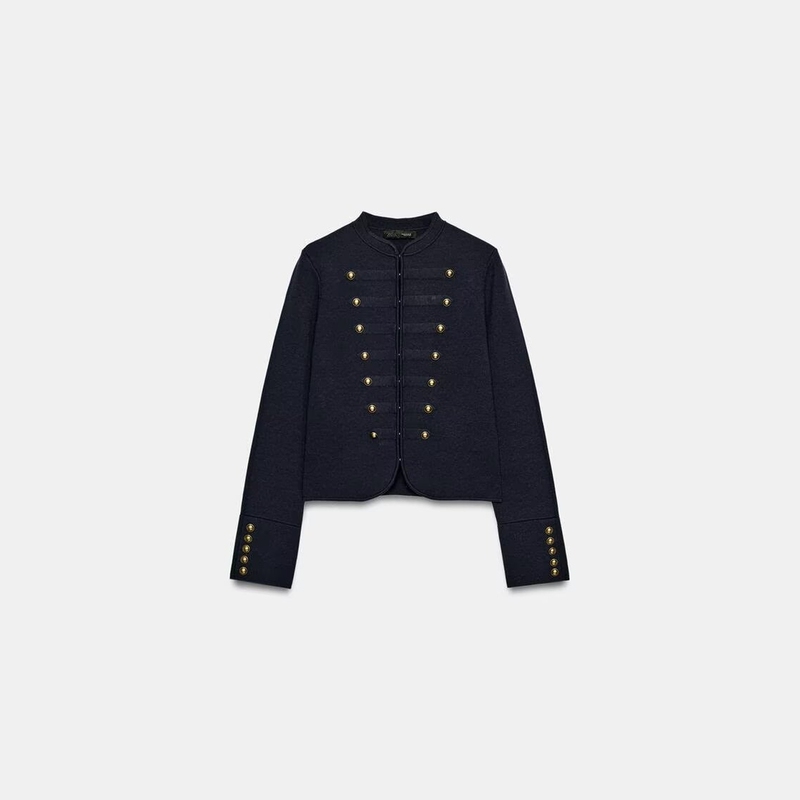 Za Foreign Trade Export Women's Clothing New Vintage Handmade Napoleon Double-Breasted Knitted Shoulder-Length Jacket 5536064 401