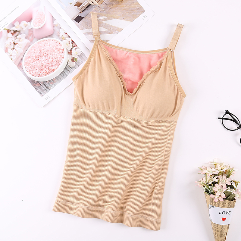 Hàn Quốc phiên bản của trăm cộng với dày nhung sexy V-cổ sling ấm vest phụ nữ rơi xuống đáy vào mùa thu áo khoác đồ lót lạnh và mùa đông.