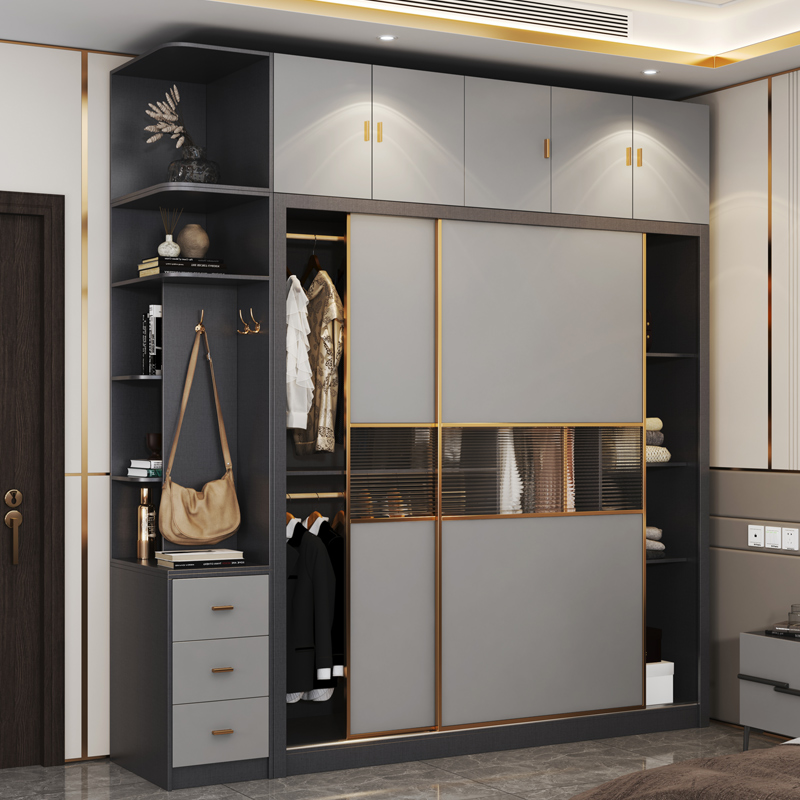 Nordic Wardrobe Home Bedroom Pushdoor Sliding Door new modern minimalist sliding door accommodating cabinet locker Grand closet-Taobao