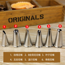 Baking tool 304 stainless steel framed flower mouth 6 head suit cake curly framed flower bag mouth Small number
