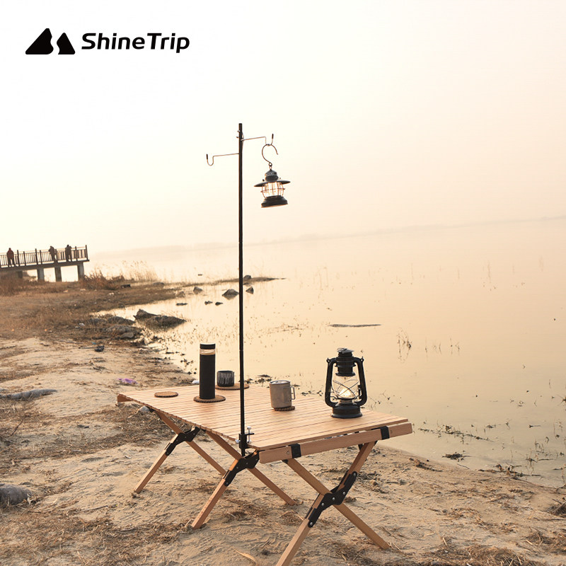 Camping small lamp-lever light aluminium alloy folding lighting lamp holder portable camping desktop ground lamp hanger