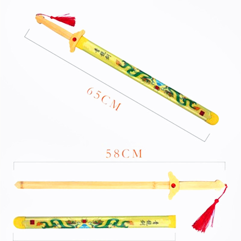 Qinglongjian children's wooden wooden sword wooden sword wooden morning exercise sword performance luminous knife sword prop toys