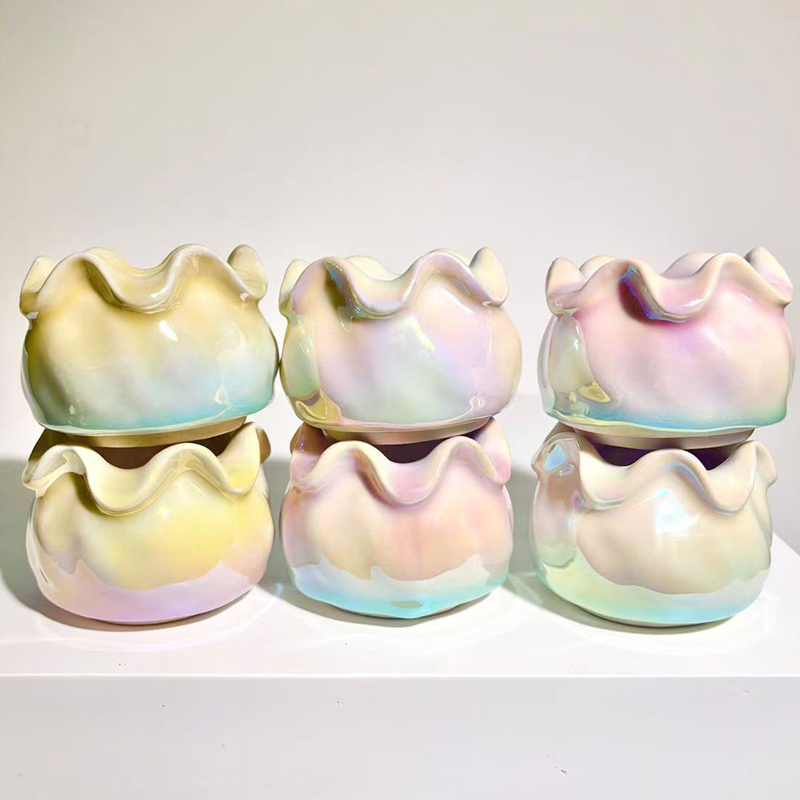 Succulent Flower Pot, Simple and Colorful Rainbow Ceramic, Unique and Dazzling Seven-Color Design, Fresh and Cute for Desktop Plants, Special Offer