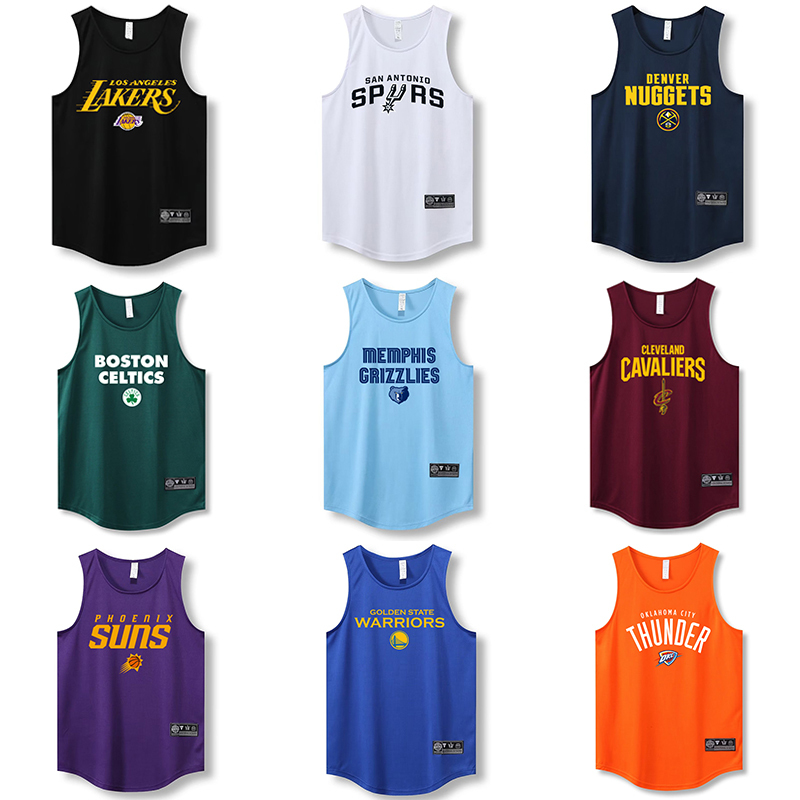 Lakers, Grizzlies, Nuggets American-Style Training Sports Shooting Quick-Drying Sleeveless Loose Vest T-Shirt Basketball Jersey