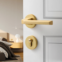 Golden door lock light luxury indoor magnetic suction silent door handle bedroom door lock household split lock modern wooden door lock