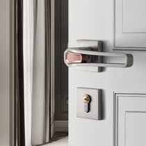 Black door lock simple Nordic indoor door lock magnetic mute door lock solid wood wooden door lock bedroom toilet door lock