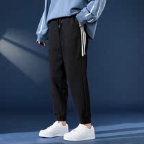 Casual pants mens loose spring new tooling Korean version 90% bunches pants boomer sports pants for men