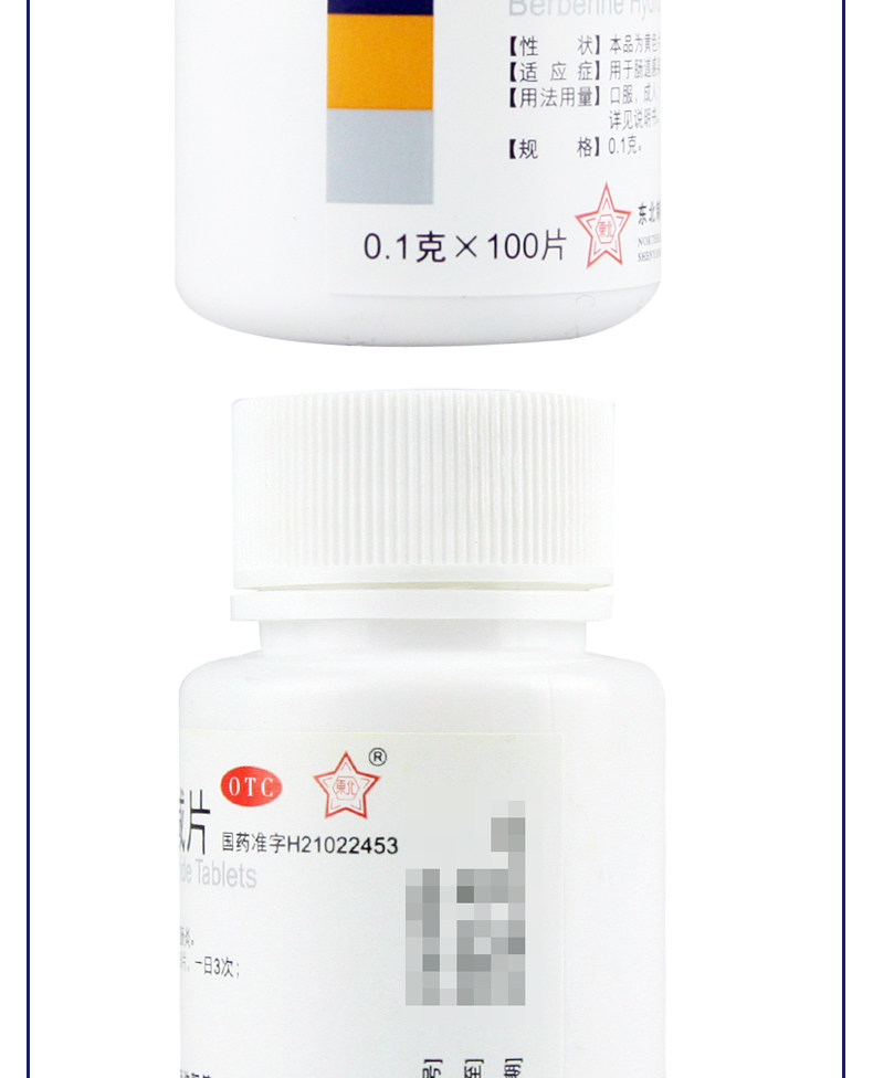  東北製藥 鹽酸小蘗鹼片 腸道感染胃腸炎0.1克*100片 /瓶