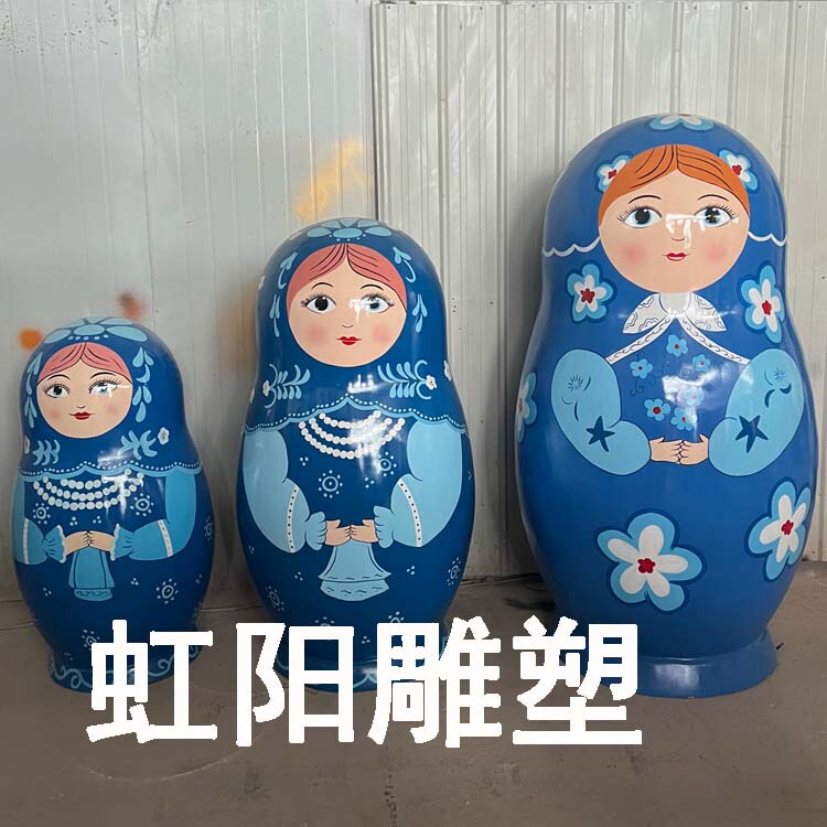 Large Russian Matryoshka Doll Sculpture Fiberglass Outdoor Painted Large Matryoshka Doll Tumbler Castle Decoration Bear Figurine