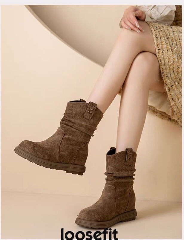 6cm 【High-End Products】Inner Height-Increasing Pleated Retro Short Boots, Soft Autumn New Style Single-Layered Stacked Boots 9631 6cm 【High-End Products】Inner Height-Increasing Pleated Retro Short Boots, Soft Autumn New Style Single-Layered Stacked Boots 9631