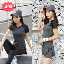 Clothes Women Sports Short Sleeves T-shirt Speed Dry Running Fitness Room Round Neckline Blouses Spring Autumn Fitness Yoga Breathable Sweat