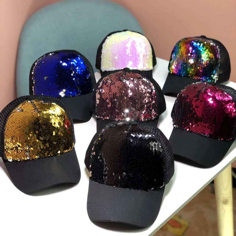 Children's hat summer Korean version of the parent-child hat trendy girls wild sequined peaked cap boy net hat baby sun hat