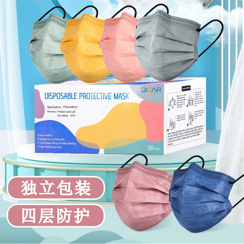 Expandable Hong Kong Morandi Color Department Disposable Flat Shield Male Tide Woman Fashion Creative High Face Nose Hood-Taobao