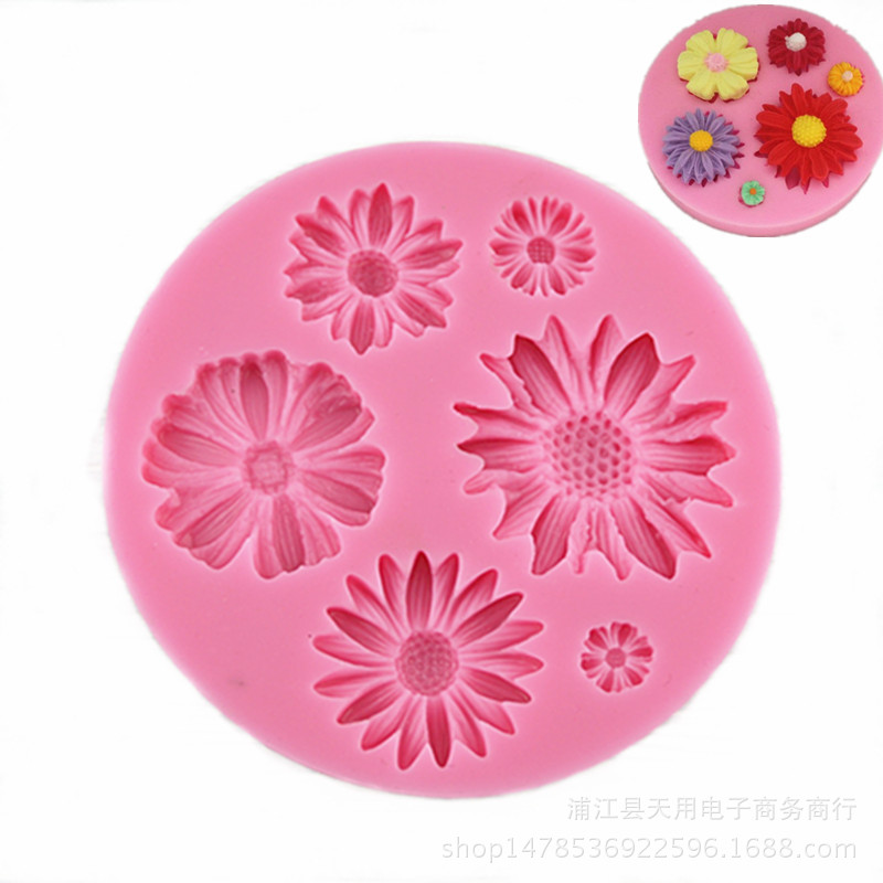 Hoa cúc hướng dương hình hoa nhỏ tự làm handmade sô cô la khuôn fondant Epoxy silicone khuôn mài mòn công cụ khuôn bánh flan