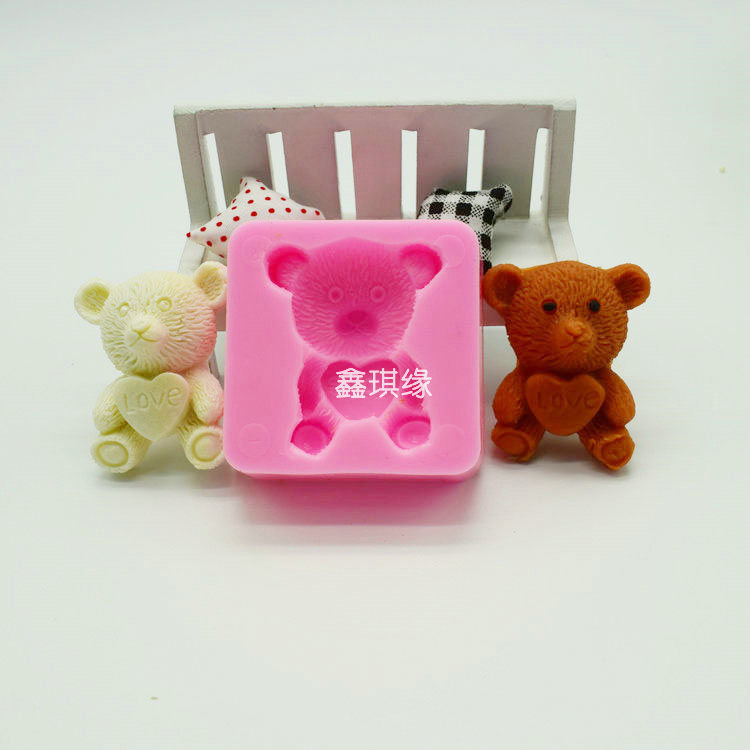 Tự làm khuôn sô cô la yêu gấu yêu phim hoạt hình sáng tạo khuôn mềm silicone khuôn mài mòn khay làm kem