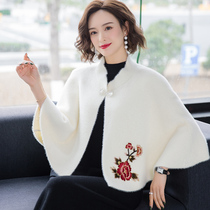 Spring and Autumn womens short stand-up collar with cheongsam shawl small jacket winter mink velvet cloak red mother waistcoat wedding