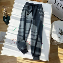 Spanish single thin casual all-match elastic waist lace-up closure denim harem pants female