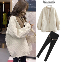 Maternity coat autumn and winter new design fashionable cotton coat womens loose thickened warm winter two-piece suit