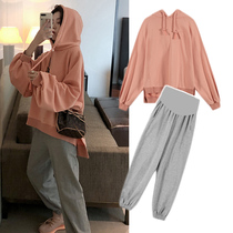 Pregnant autumn suit fashion 2021 new spring tide mother out of net red leisure sports pregnant women two-piece set