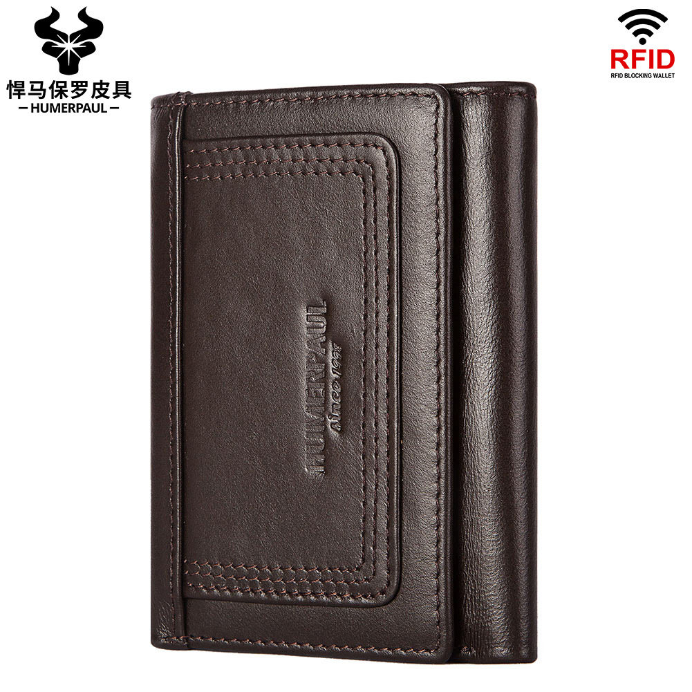 RFID Antimagnetic Multi-Card Cross-Border Zip Wallet Men's Chain Wallet Head Bull Leather Men's Wallet