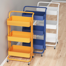 Movable trolley kitchen shelf floor multi-layer vegetable basket supplies household storage storage rack