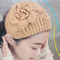 Autumn and winter warm knitted wool hair band wide-brimmed hair cap protect forehead cover white hair bandana head cover Ear hair ornaments Hair band