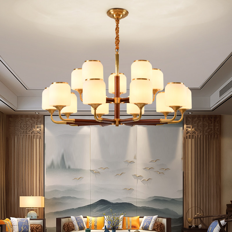 New Chinese style all copper chandelier living room lamp 2020 new Chinese style dining room lamp light luxury post-modern villa lamps