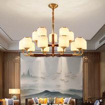 New Chinese all-copper chandelier living room lamp 2020 new Chinese style restaurant lamp light luxury postmodern villa lamps