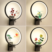 New Chinese style wall lamp modern simple bedroom bedside lamp living room staircase aisle hotel Zen Chinoiserie background wall
