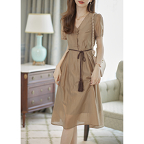 FENPERATE Chinese style retro Tencel dress summer new style light mature romantic casual upper body fashionable and elegant