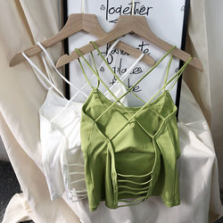 ແບບຮ່ອງກົງແບບ Hyuna ຝ້າຍບໍລິສຸດພາຍໃນ vest ຂະຫນາດນ້ອຍສໍາລັບແມ່ຍິງທີ່ຈະໃສ່ນອກ suspenders ins trendy summer ສີຂາວງາມກັບຄືນໄປບ່ອນກິລາສະເຫຼີມສະຫຼອງອິນເຕີເນັດ