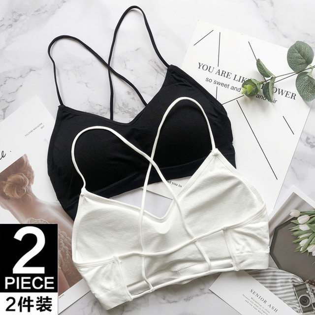 Tube top underwear, anti-exposure, gather-up chest-style beautiful back camisole for women with cross straps for summer students