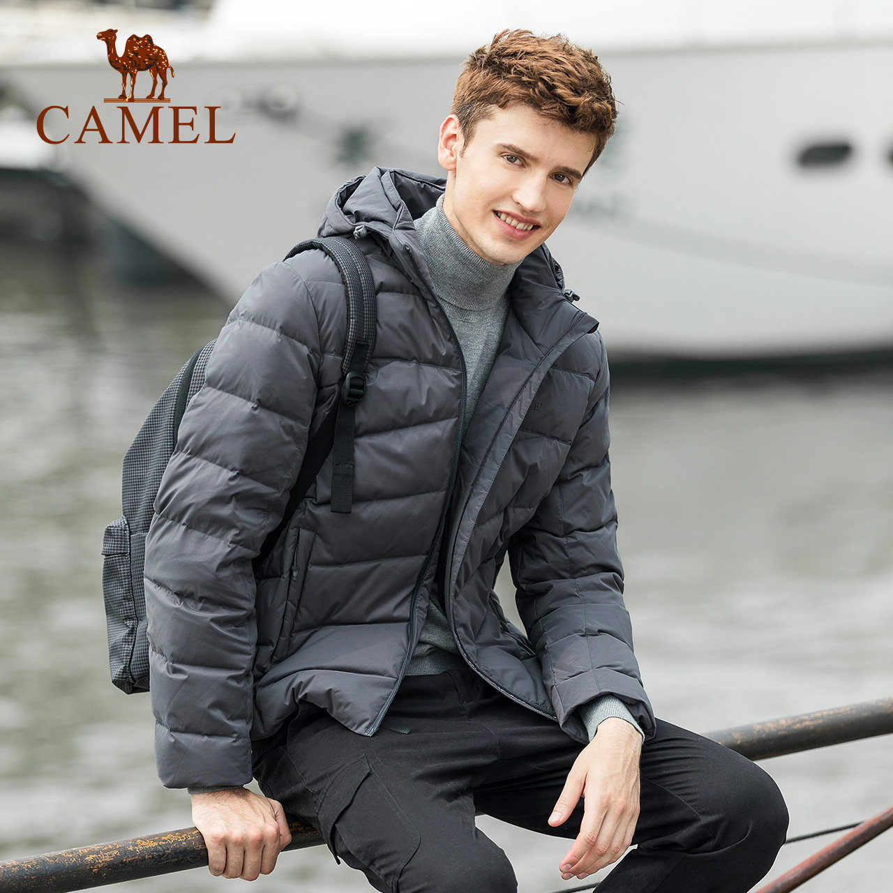 Camel outdoor men's and women's down jacket light winter season white duck down jacket men's warm short down jacket winter