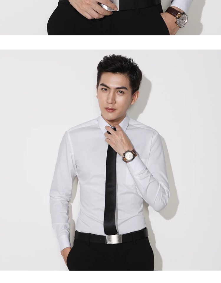 Mặc công việc Áo sơ mi nam dài tay Trắng Phỏng vấn kinh doanh Chuyên nghiệp Slim College Sinh viên khí chất sơ mi công sở nam