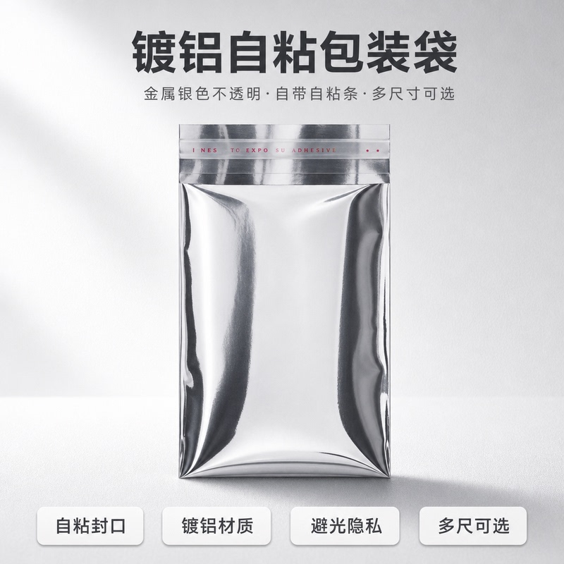 Aluminized Self-Adhesive Packaging Bags, Metallic Silver, Opaque, Self-Sealing, Multiple Sizes, Light-Blocking and Discreet Aluminized Self-Adhesive Packaging Bags, Metallic Silver, Opaque, Self-Sealing, Multiple Sizes, Light-Blocking and Discreet