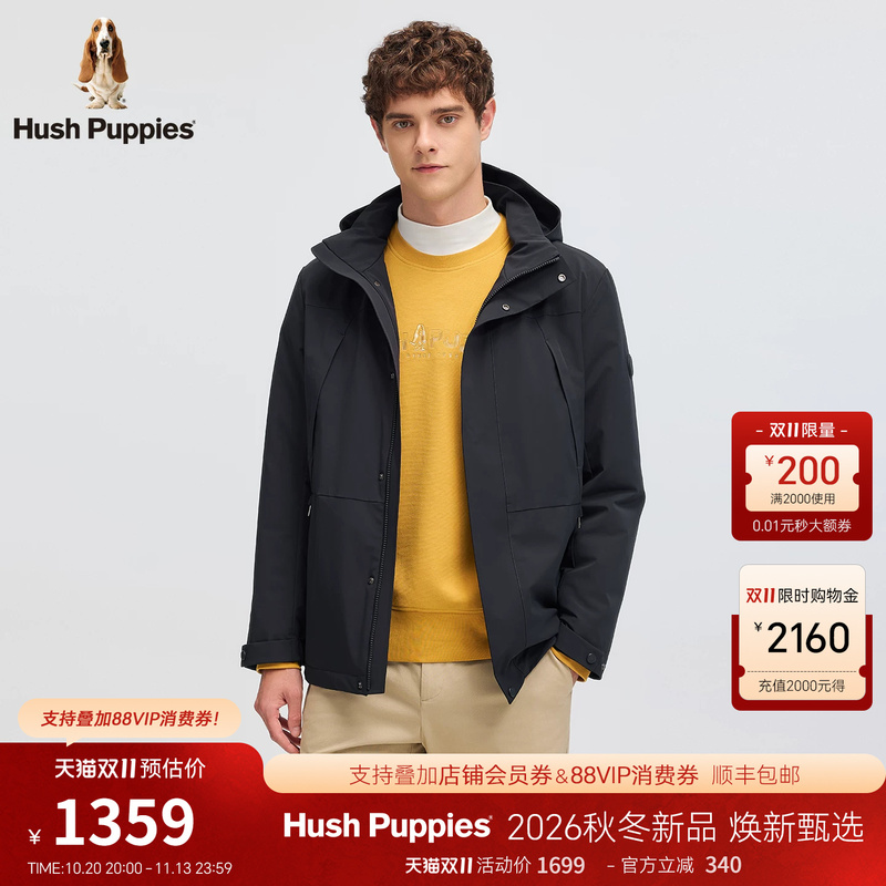 【Minimalist Commuting】Hush Puppies Men's 26 Autumn Stand Collar Casual Jacket Business Commuting Versatile Fleece-Lined Coat