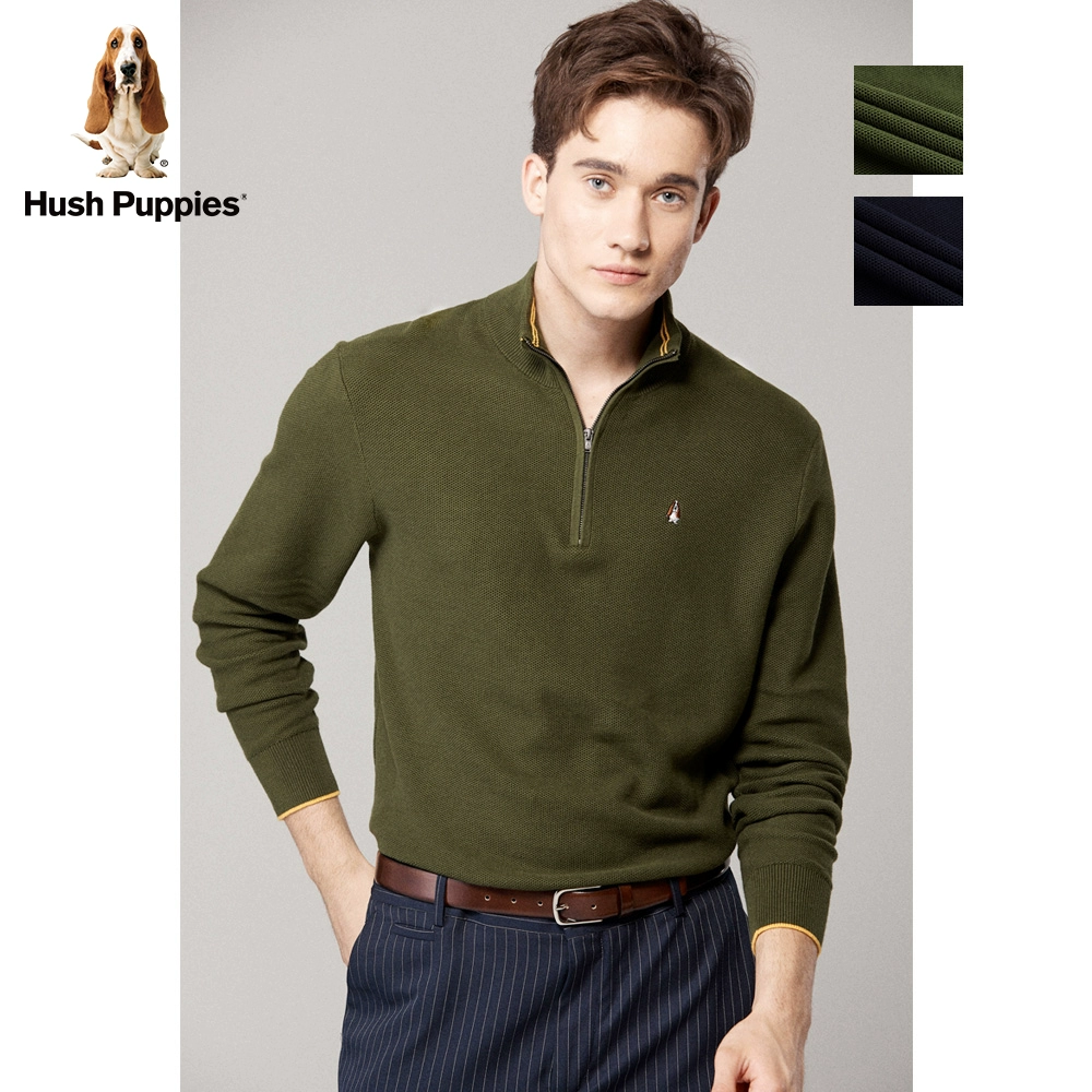 Hush Pupgie nam mặc mùa thu 2019 mới dày cotton đứng cổ áo thun dài tay | PC-29551D - Áo phông dài