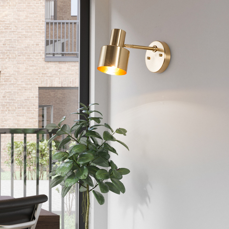 Nordic Wind Wall Lamp Full Copper American Retro Aisle Mirror Front Light Genguan Creative Personality Living-room Bedside Wall Lamp